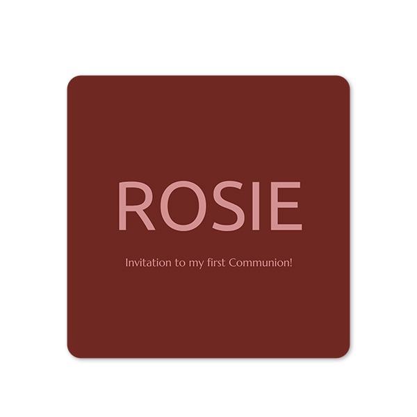 Faire-part 1 volet Carré coins arrondis 14,3 x 14,3 cm