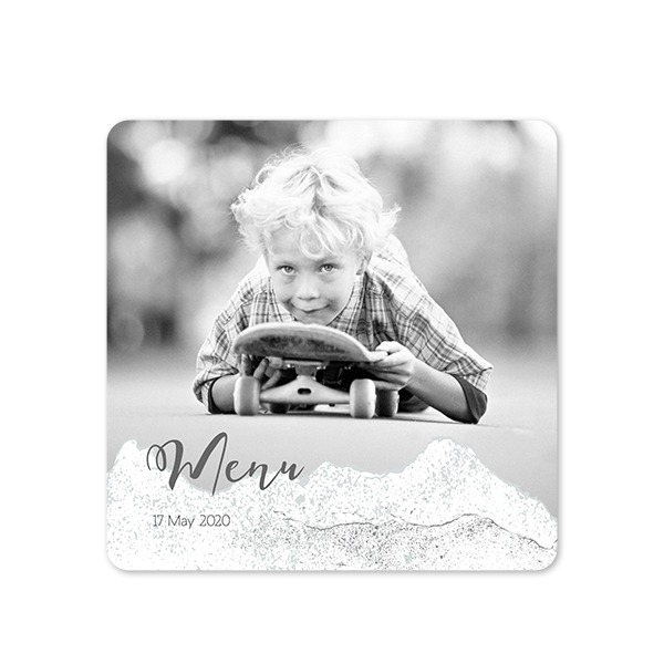 Faire-part 1 volet Carré coins arrondis 14,3 x 14,3 cm