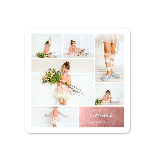Faire-part 1 volet Carré coins arrondis 14,3 x 14,3 cm