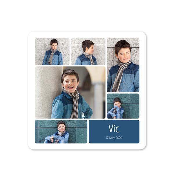 Faire-part 1 volet Carré coins arrondis 14,3 x 14,3 cm