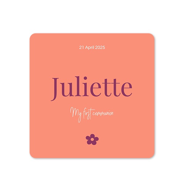 Faire-part 1 volet Carré coins arrondis 14,3 x 14,3 cm