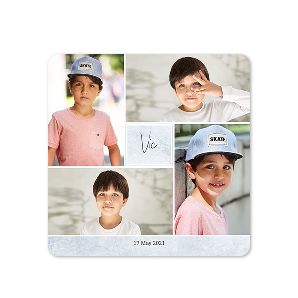 Faire-part 1 volet Carré coins arrondis 14,3 x 14,3 cm