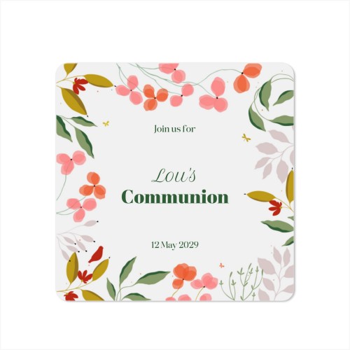 Faire-part 1 volet Carré coins arrondis 14,3 x 14,3 cm