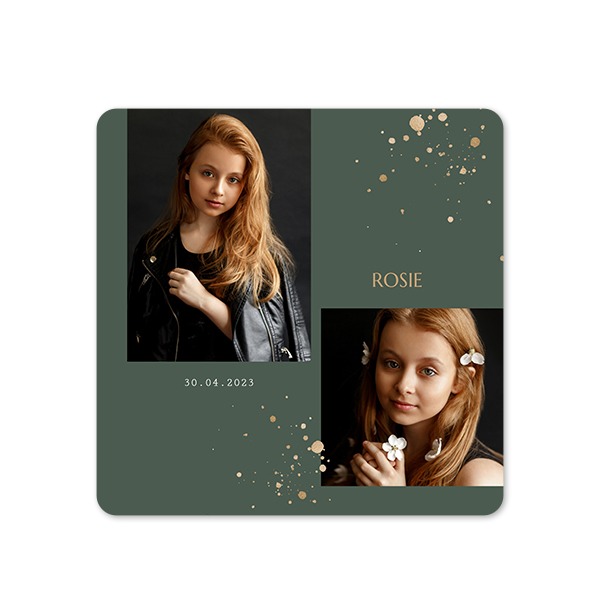 Faire-part 1 volet Carré coins arrondis 14,3 x 14,3 cm