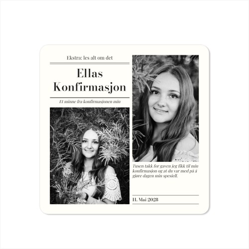 Enkle Fotokort kvadratisk runde hjørner 14,3 x 14,3 cm