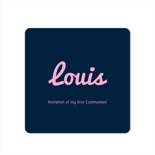 Faire-part 1 volet Carré coins arrondis 14,3 x 14,3 cm