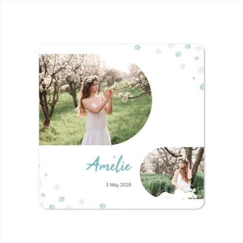 Faire-part 1 volet Carré coins arrondis 14,3 x 14,3 cm