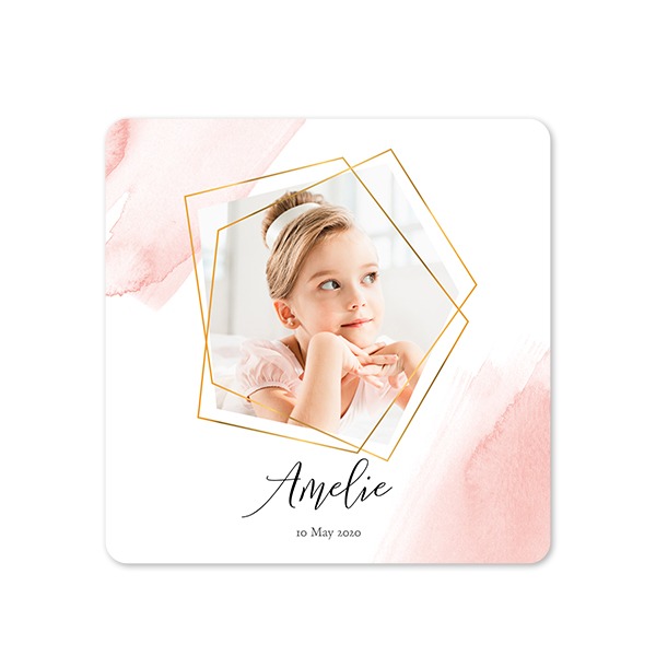 Faire-part 1 volet Carré coins arrondis 14,3 x 14,3 cm