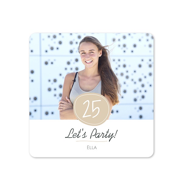 Faire-part 1 volet Carré coins arrondis 14,3 x 14,3 cm