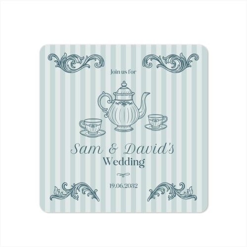 Faire-part 1 volet Carré coins arrondis 14,3 x 14,3 cm