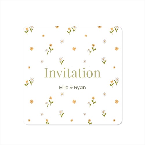 Faire-part 1 volet Carré coins arrondis 14,3 x 14,3 cm