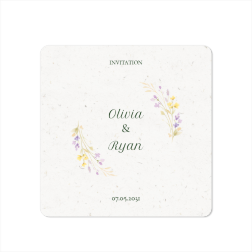 Faire-part 1 volet Carré coins arrondis 14,3 x 14,3 cm
