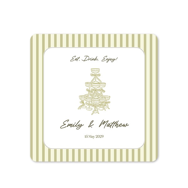 Faire-part 1 volet Carré coins arrondis 14,3 x 14,3 cm