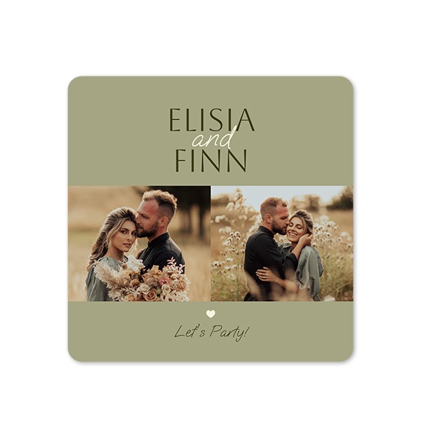 Faire-part 1 volet Carré coins arrondis 14,3 x 14,3 cm