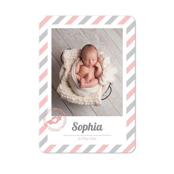 Faire-part 1 volet portrait coins arrondis 10 x 14,3 cm