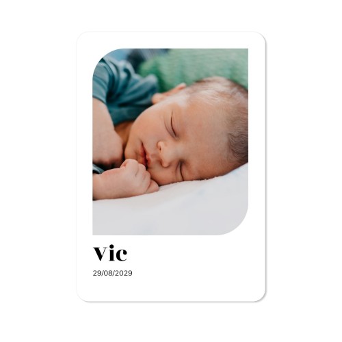 Faire-part 1 volet portrait coins arrondis 10 x 14,3 cm