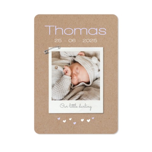 Faire-part 1 volet portrait coins arrondis 10 x 14,3 cm