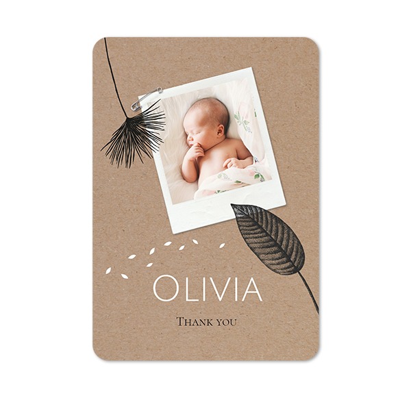 Faire-part 1 volet portrait coins arrondis 10 x 14,3 cm