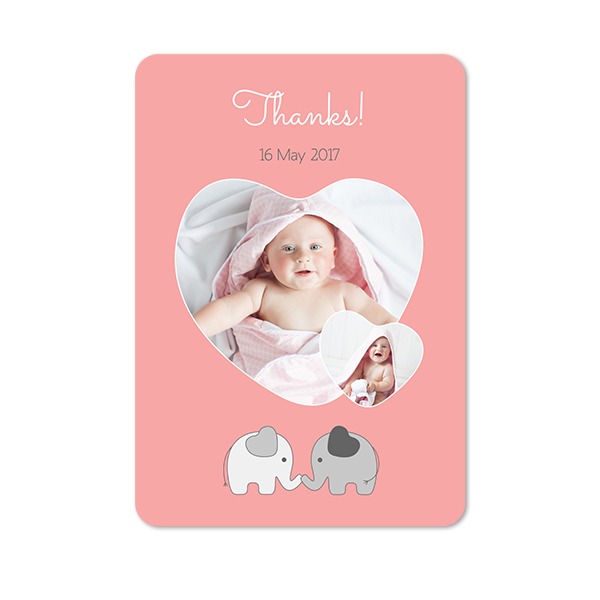 Faire-part 1 volet portrait coins arrondis 10 x 14,3 cm