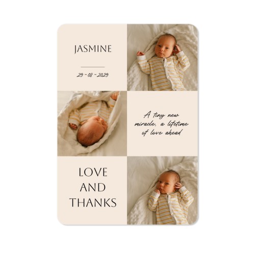 Faire-part 1 volet portrait coins arrondis 10 x 14,3 cm