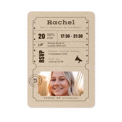Faire-part 1 volet portrait coins arrondis 10 x 14,3 cm