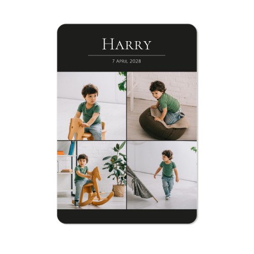 Faire-part 1 volet portrait coins arrondis 10 x 14,3 cm