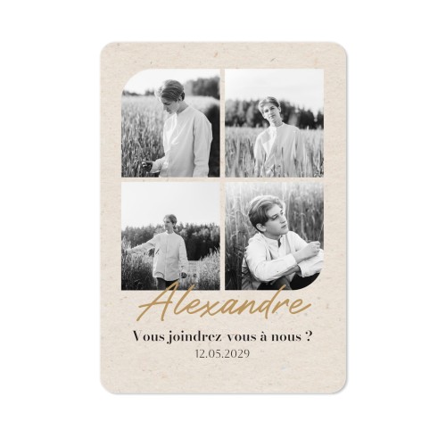 Faire-part 1 volet portrait coins arrondis 10 x 14,3 cm Faire-part 1 volet portrait coins arrondis 10 x 14,3 cm