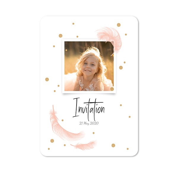 Faire-part 1 volet portrait coins arrondis 10 x 14,3 cm