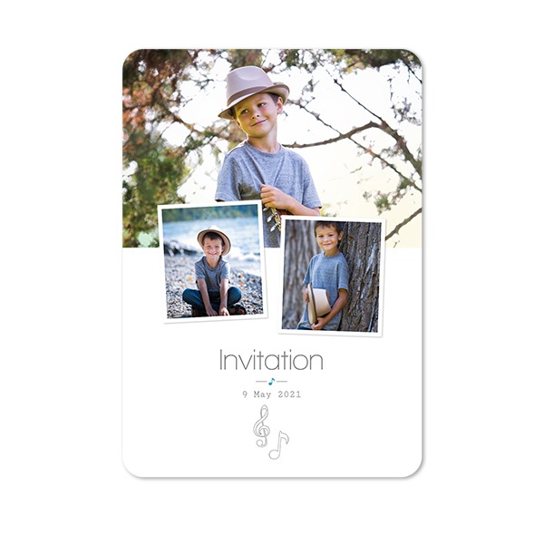 Faire-part 1 volet portrait coins arrondis 10 x 14,3 cm