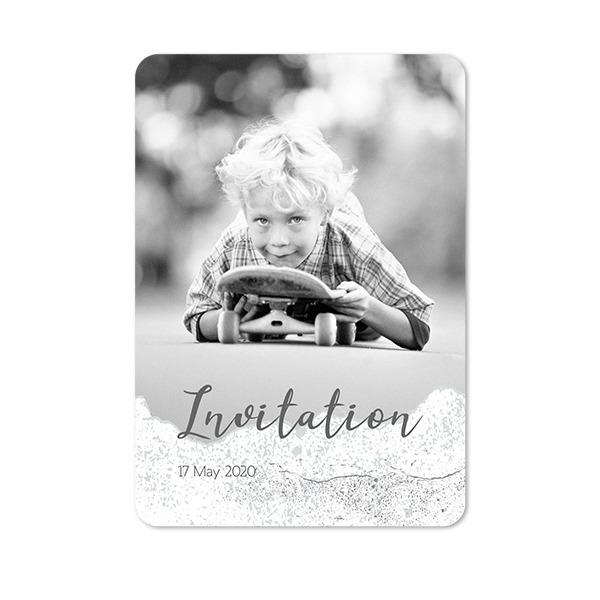 Faire-part 1 volet portrait coins arrondis 10 x 14,3 cm