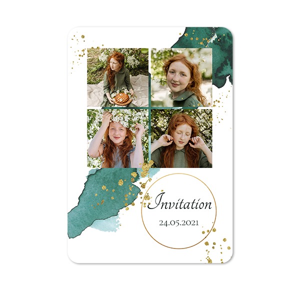 Faire-part 1 volet portrait coins arrondis 10 x 14,3 cm