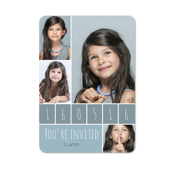 Faire-part 1 volet portrait coins arrondis 10 x 14,3 cm