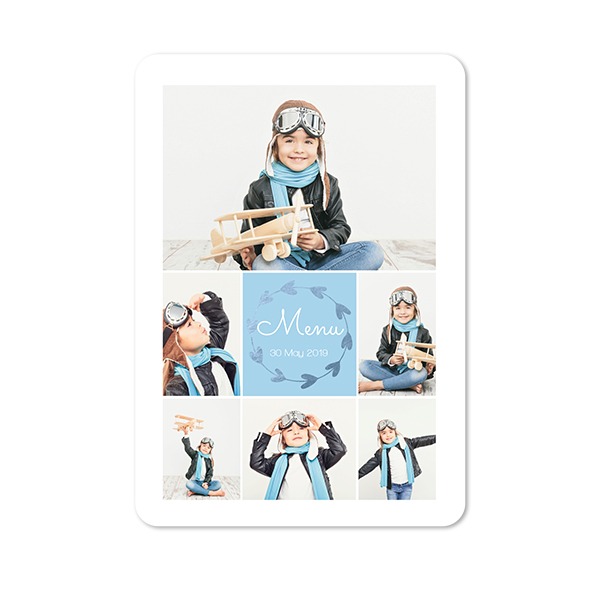 Faire-part 1 volet portrait coins arrondis 10 x 14,3 cm