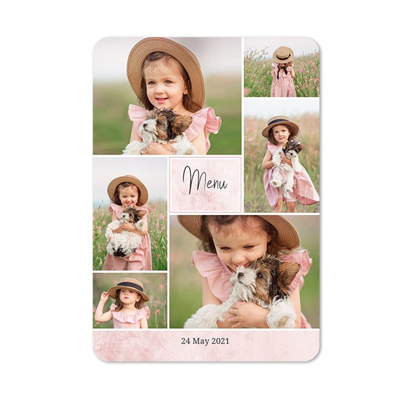 Faire-part 1 volet portrait coins arrondis 10 x 14,3 cm