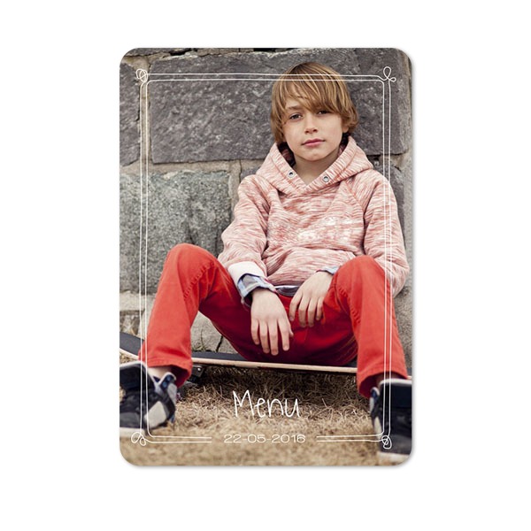 Faire-part 1 volet portrait coins arrondis 10 x 14,3 cm