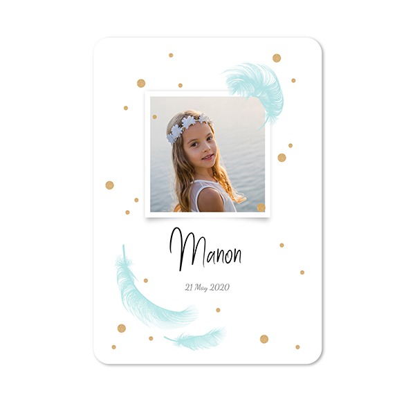 Faire-part 1 volet portrait coins arrondis 10 x 14,3 cm