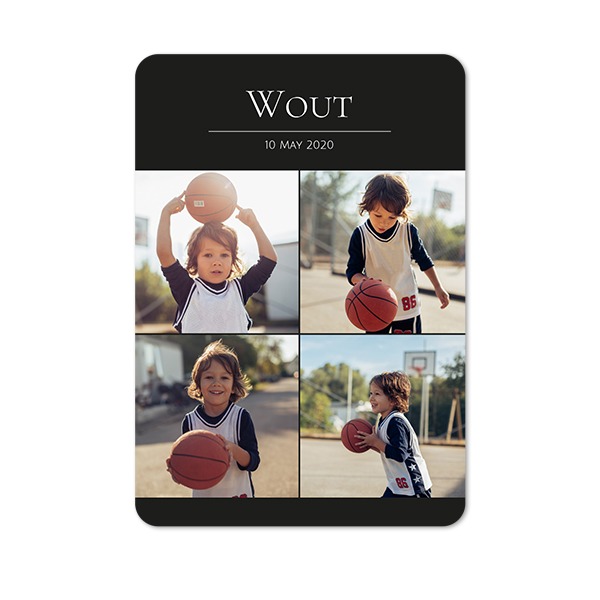 Faire-part 1 volet portrait coins arrondis 10 x 14,3 cm