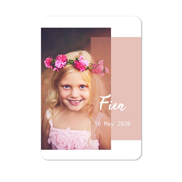 Faire-part 1 volet portrait coins arrondis 10 x 14,3 cm