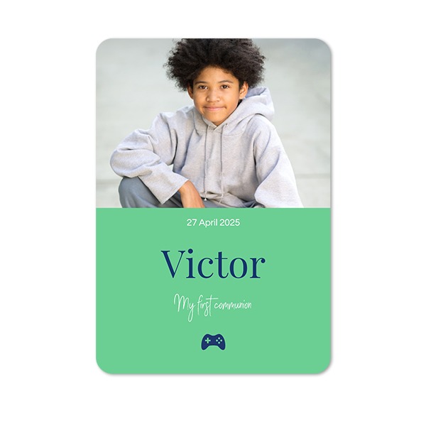 Faire-part 1 volet portrait coins arrondis 10 x 14,3 cm