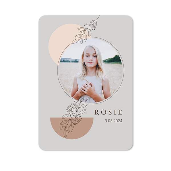 Faire-part 1 volet portrait coins arrondis 10 x 14,3 cm