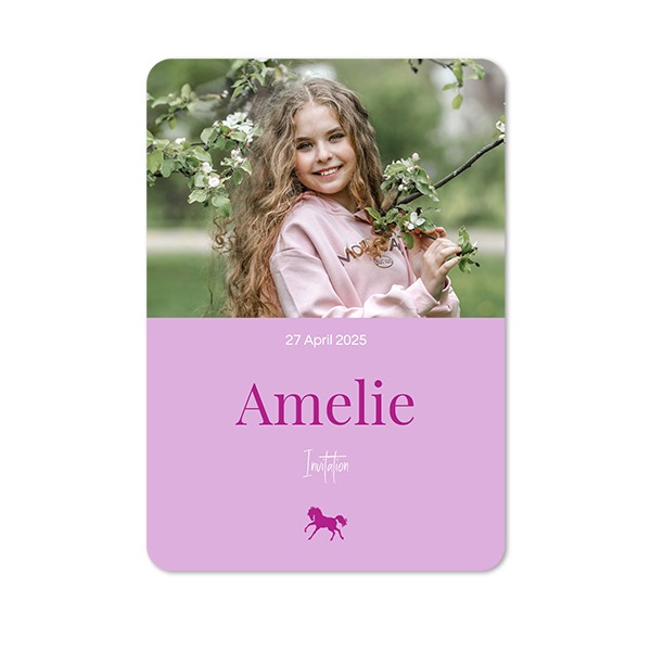 Faire-part 1 volet portrait coins arrondis 10 x 14,3 cm