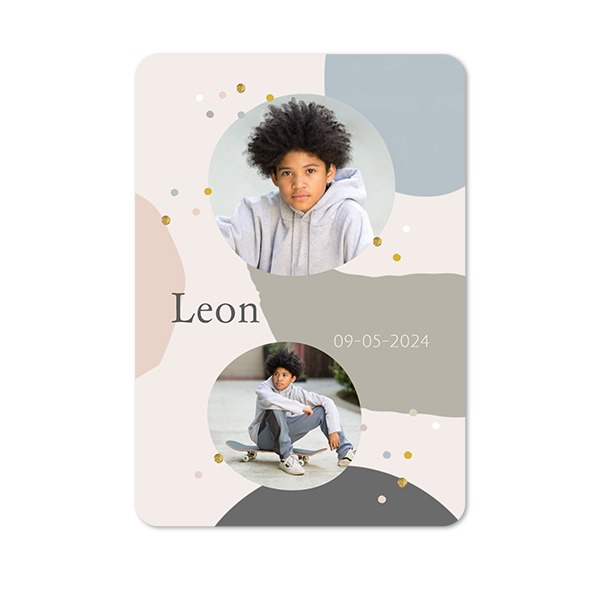 Faire-part 1 volet portrait coins arrondis 10 x 14,3 cm