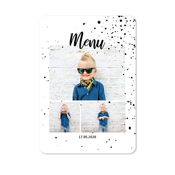 Faire-part 1 volet portrait coins arrondis 10 x 14,3 cm