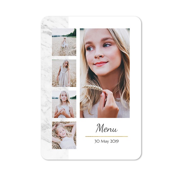 Faire-part 1 volet portrait coins arrondis 10 x 14,3 cm