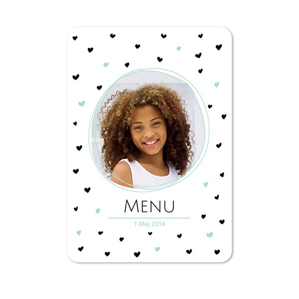 Faire-part 1 volet portrait coins arrondis 10 x 14,3 cm