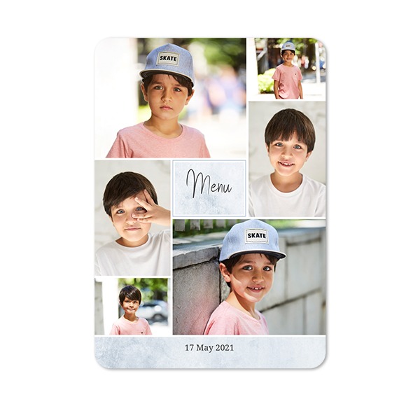 Faire-part 1 volet portrait coins arrondis 10 x 14,3 cm