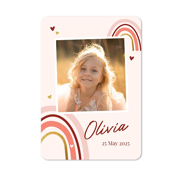 Faire-part 1 volet portrait coins arrondis 10 x 14,3 cm