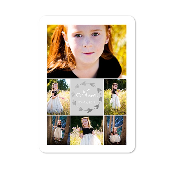 Faire-part 1 volet portrait coins arrondis 10 x 14,3 cm