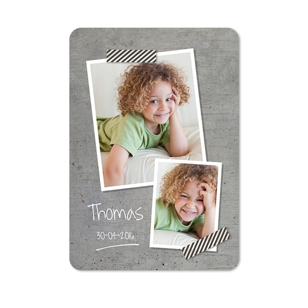 Faire-part 1 volet portrait coins arrondis 10 x 14,3 cm