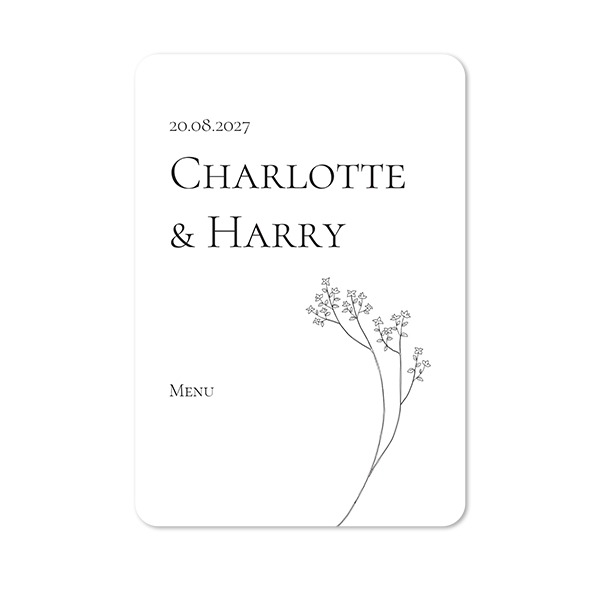 Faire-part 1 volet portrait coins arrondis 10 x 14,3 cm